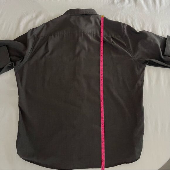 Van Heusen Slim Fit Button Down Long Sleeve Shirt in Dark Grey Size XL 17-17 1/2 - Picture 9 of 11